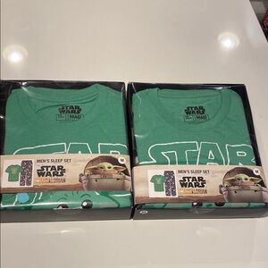 2x Star Wars Green Christmas Mandalorian Sleepwear Set